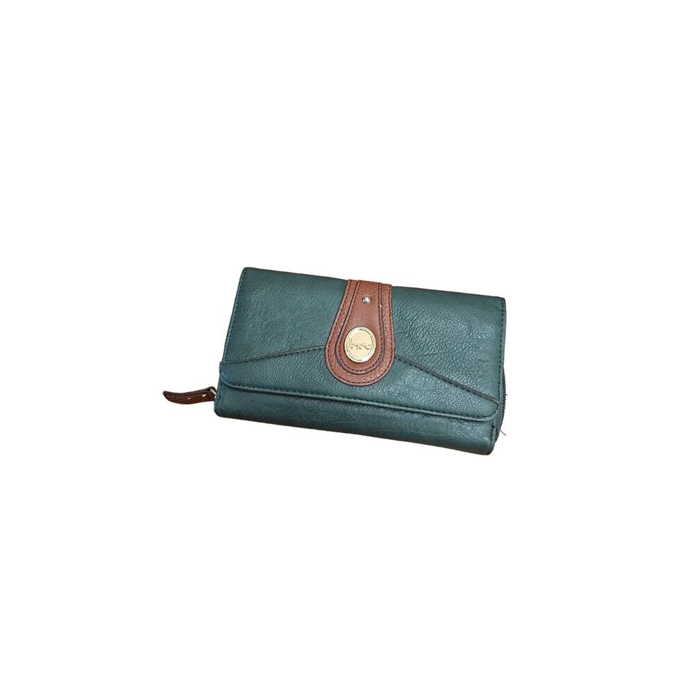 Green‎ and walnut BOC trifold wallet
